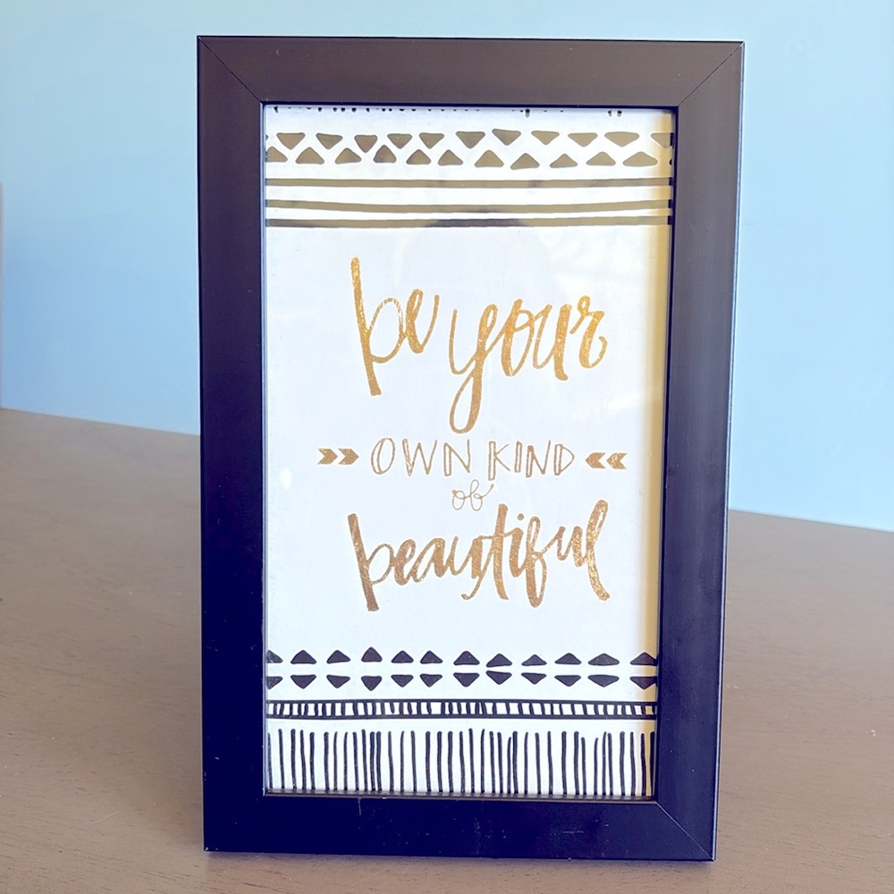 Hobby Lobby Wall Plaque "Be Your Own Kind of Beautiful" Gold Letters Home Decor
